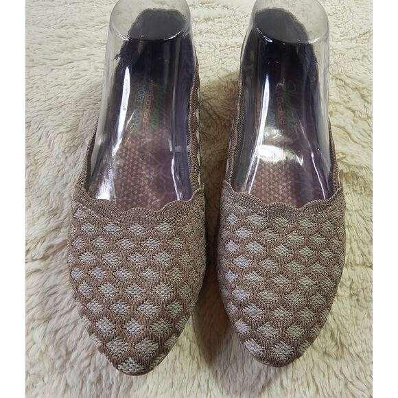 Sketchers Sz8 Air Cooled Cleo Honeycomb Flats‎ Oatmeal Brown Pointedtoes Textile - Picture 14 of 15